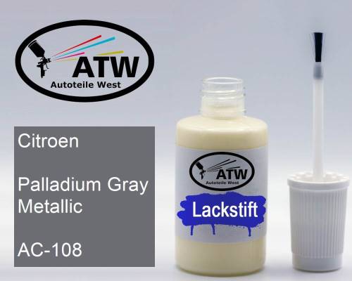 Citroen, Palladium Gray Metallic, AC-108: 20ml Lackstift, von ATW Autoteile West.